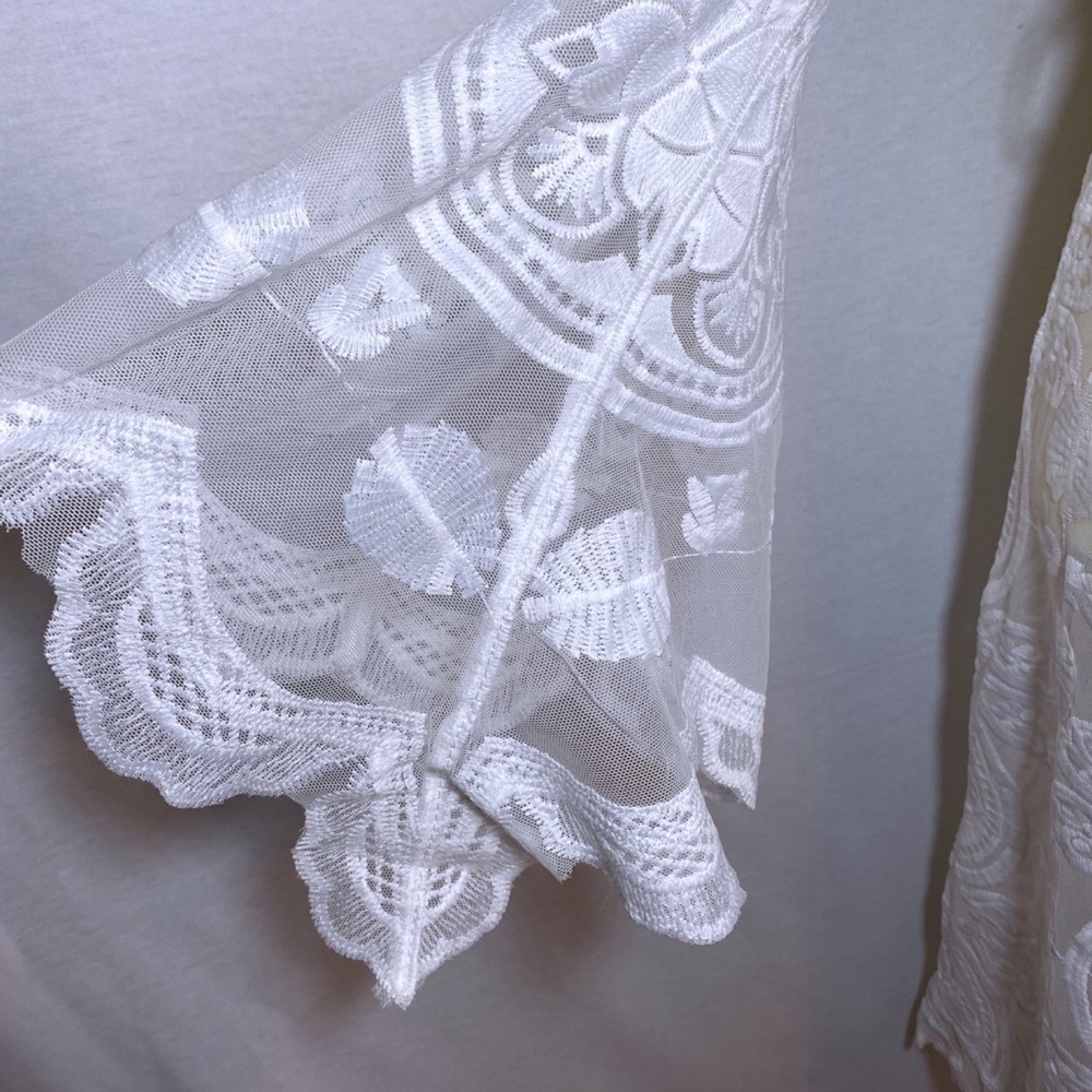 Boho Scalloped Lace Kimono Robe Bikini Coverup - Picture 14 of 16